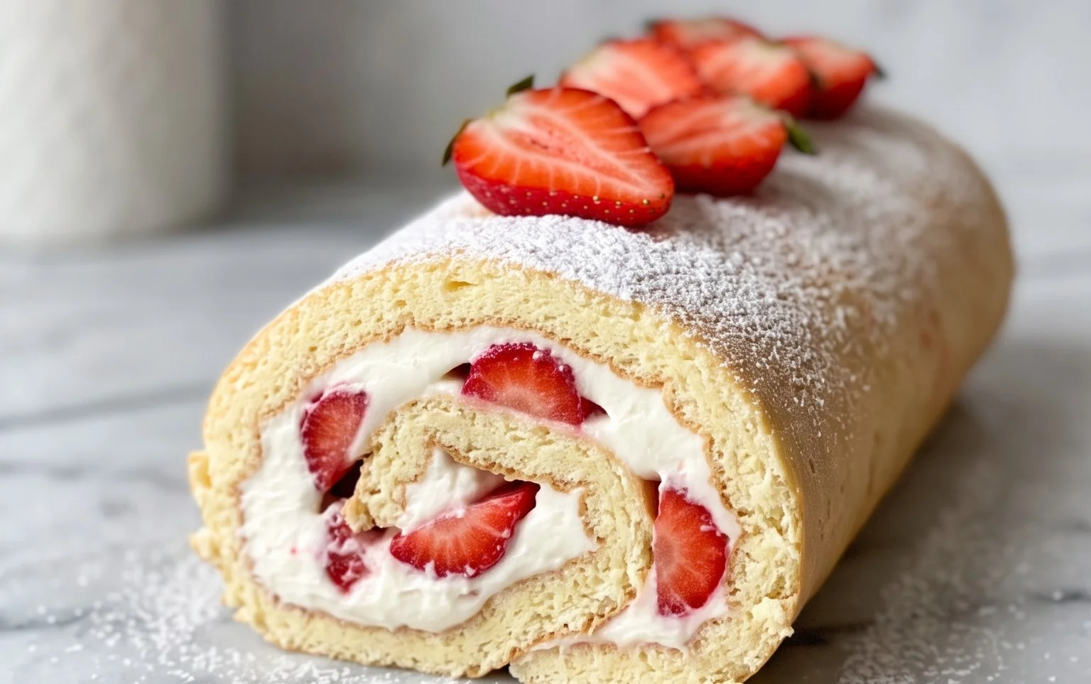 Erdbeer-Biskuitrolle mit Mascarpone: Himmelreich!