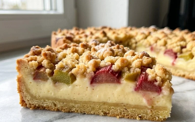 Omas Rhabarberkuchen: Pudding, Streusel, Kindheit.