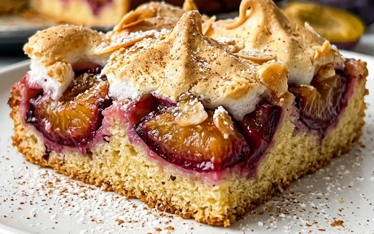 Polnischer Zwetschgen Kuchen vom Blech mit Baiser