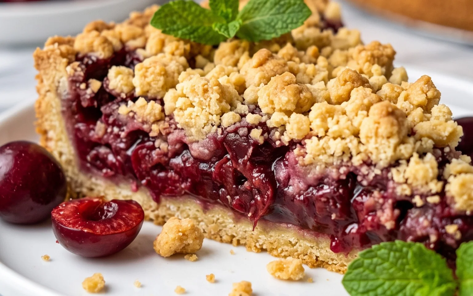 Einfacher und schneller Kirsch Extract-Streusel-Kuchen